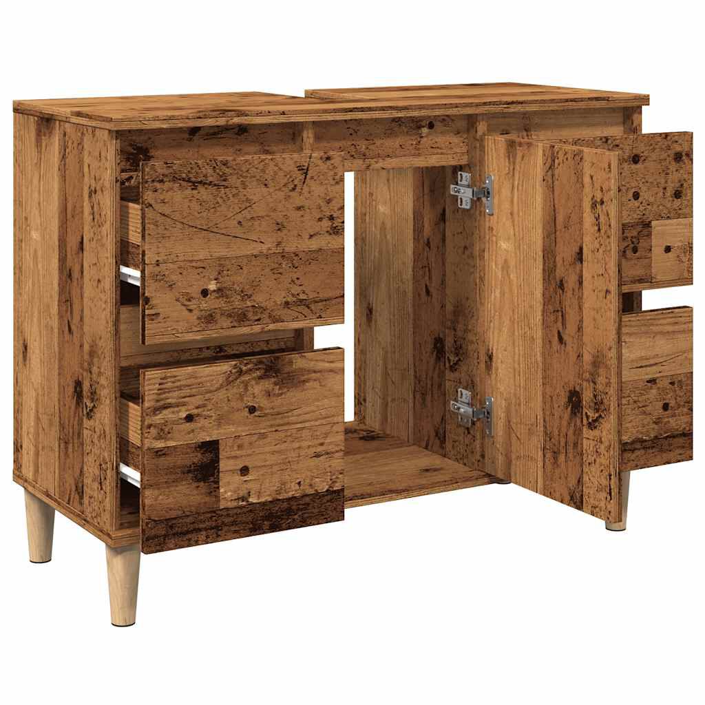 vidaXL Ντουλάπι νιπτήρα Παλιό ξύλο 80x33x60 cm Κατασκευασμένο ξύλο