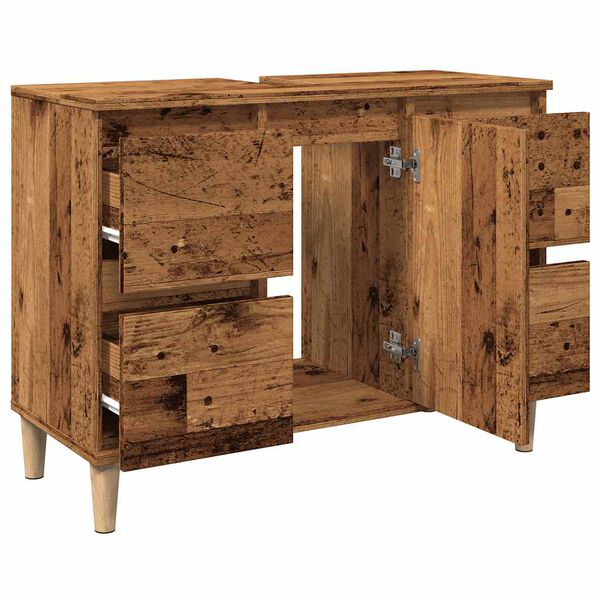 vidaXL Ντουλάπι νιπτήρα Παλιό ξύλο 80x33x60 cm Κατασκευασμένο ξύλο