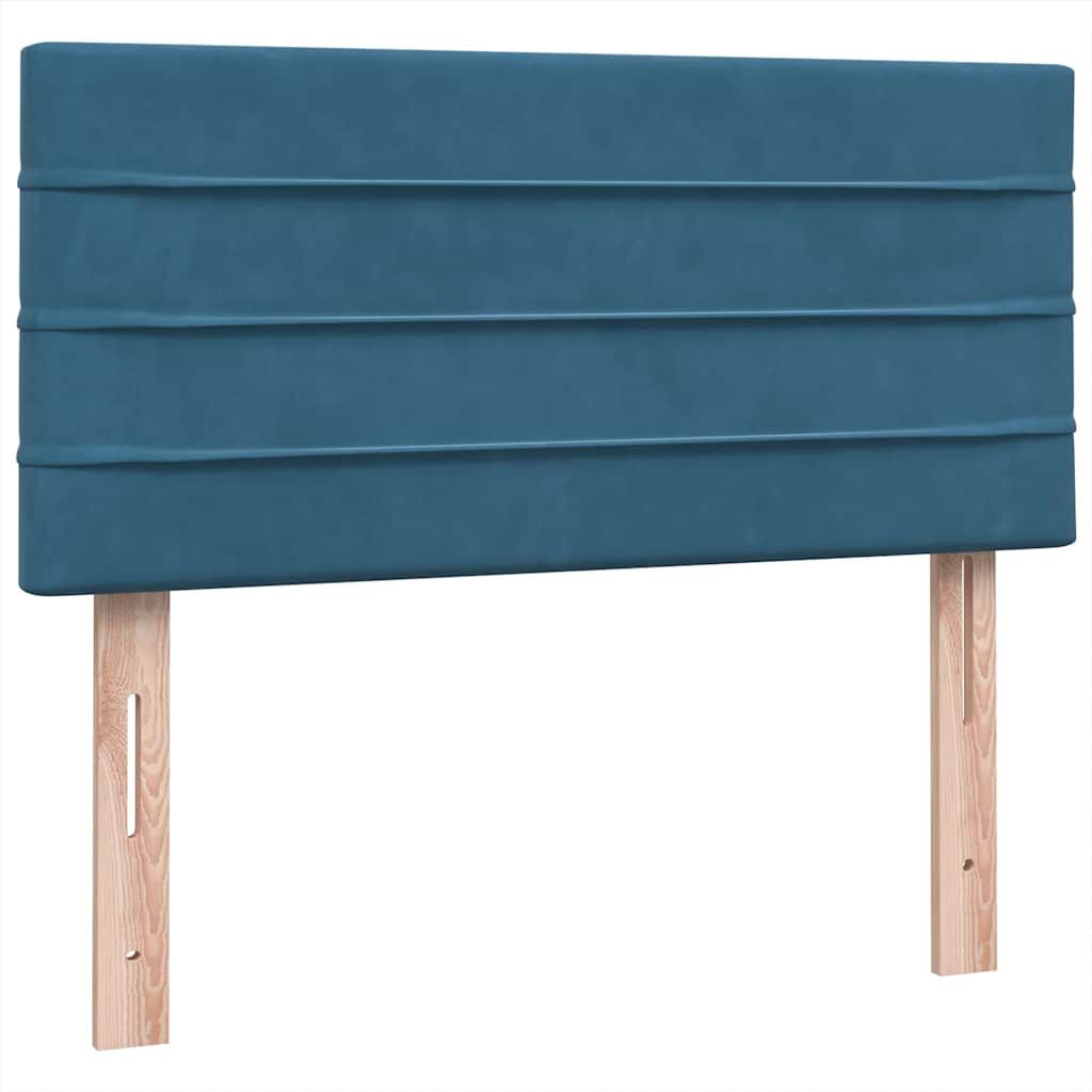 vidaXL Box Spring κρεβάτι με στρώμα σκούρο μπλε 80x210 εκ. Βελούδινο