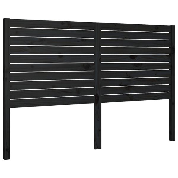 vidaXL Κεφαλάρι Κρεβατιού Μαύρο 156 x 4 x 100 εκ. Μασίφ Ξύλο Πεύκου