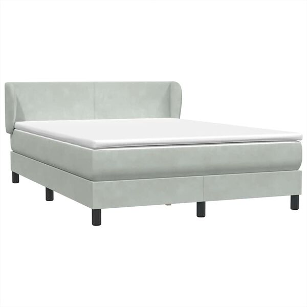 vidaXL Κρεβάτι Boxspring με Στρώμα Ανοιχτό Γκρι 140x220 εκ. Βελούδινο