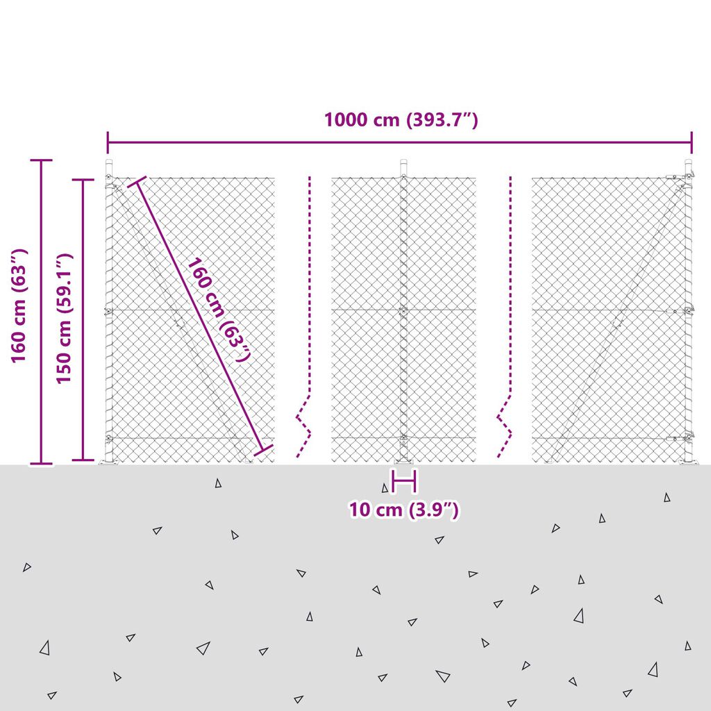 vidaXL Σετ Στύλων Φράχτη Ασημί 10 x 1.5 m Γαλβανισμένος χάλυβας