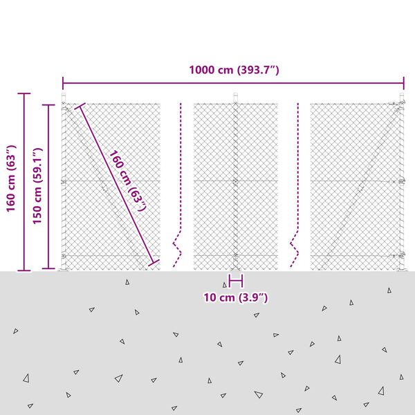 vidaXL Σετ Στύλων Φράχτη Ασημί 10 x 1.5 m Γαλβανισμένος χάλυβας