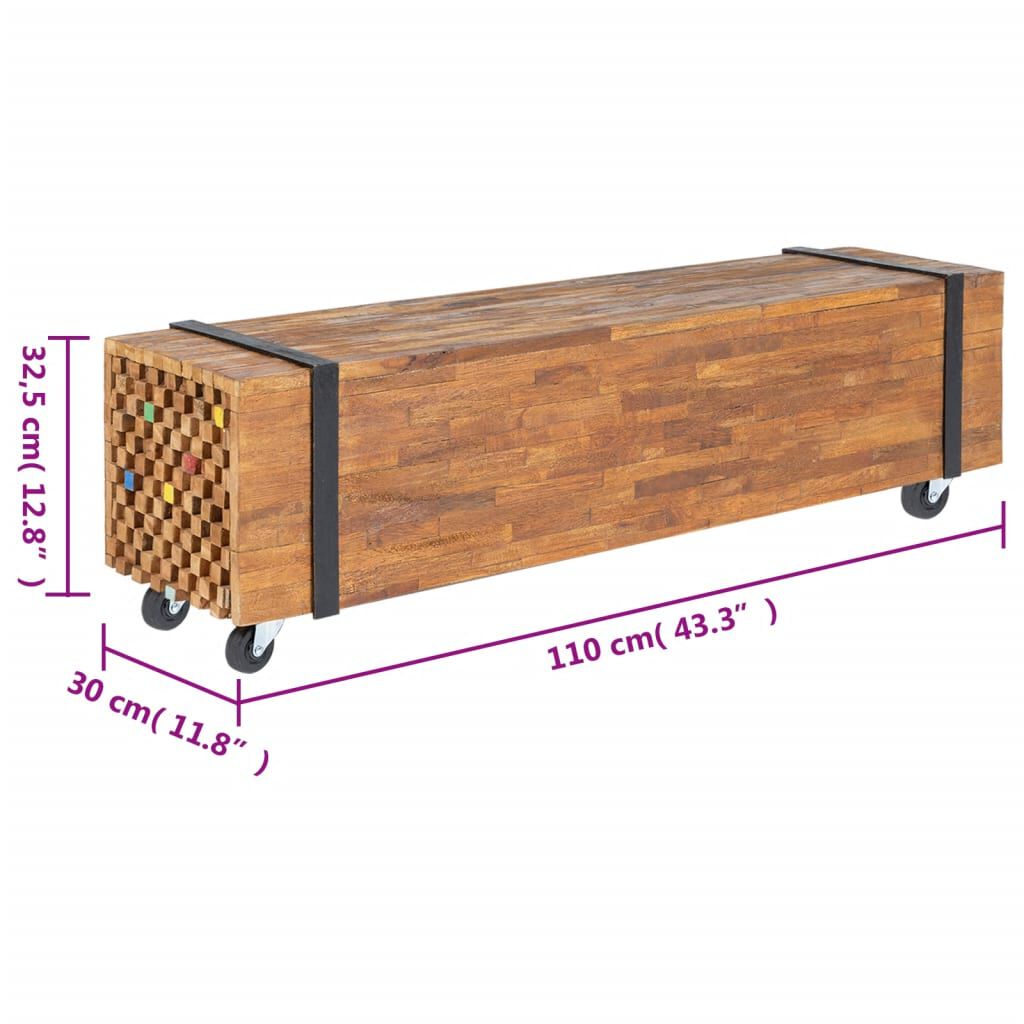 vidaXL Έπιπλο Τηλεόρασης 110 x 30 x 32,5 εκ. από Μασίφ Ξύλο Teak