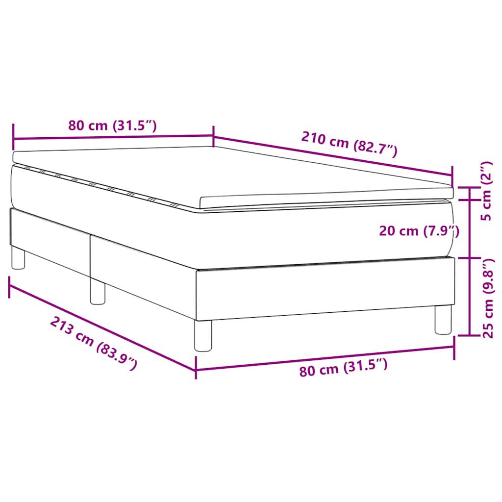 vidaXL Box Spring κρεβάτι με στρώμα σκούρο μπλε 80x210 εκ. Βελούδινο