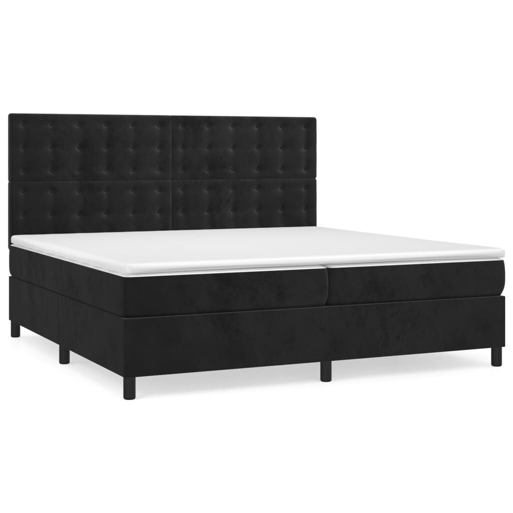 vidaXL Κρεβάτι Boxspring με Στρώμα Μαύρο 200x200 εκ. Βελούδινο