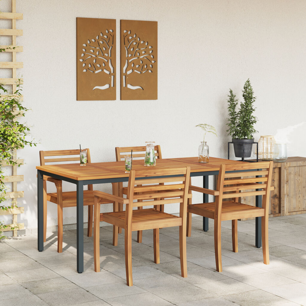τραπέζι κήπου vidaXL 180x90x75 εκ. από συμπαγές ξύλο ακακίας και μέταλλο