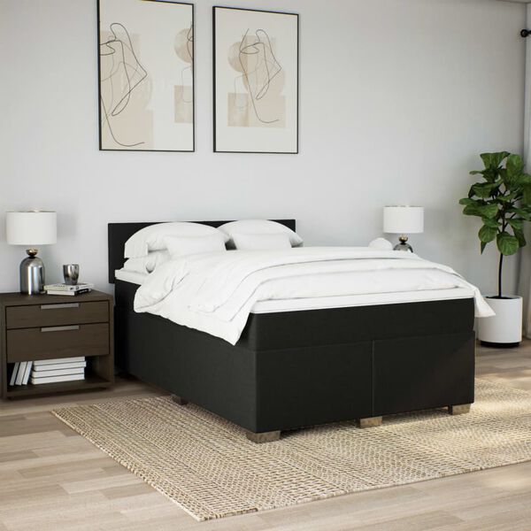 vidaXL &Kappa;&rho;&epsilon;&beta;ά&tau;&iota; Boxspring &mu;&epsilon; &Sigma;&tau;&rho;ώ&mu;&alpha; &Mu;&alpha;ύ&rho;&omicron; 140x200 &epsilon;&kappa;. &Upsilon;&phi;&alpha;&sigma;&mu;ά&tau;&iota;&nu;&omicron;