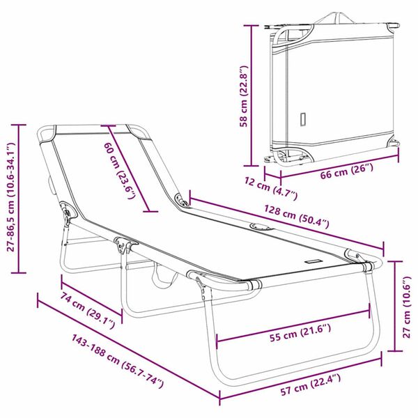 vidaXL Πτυσσόμενη ξαπλώστρα 1-πρόσωπο Μπλε 56 x 189 x 87 εκ. ύφασμα