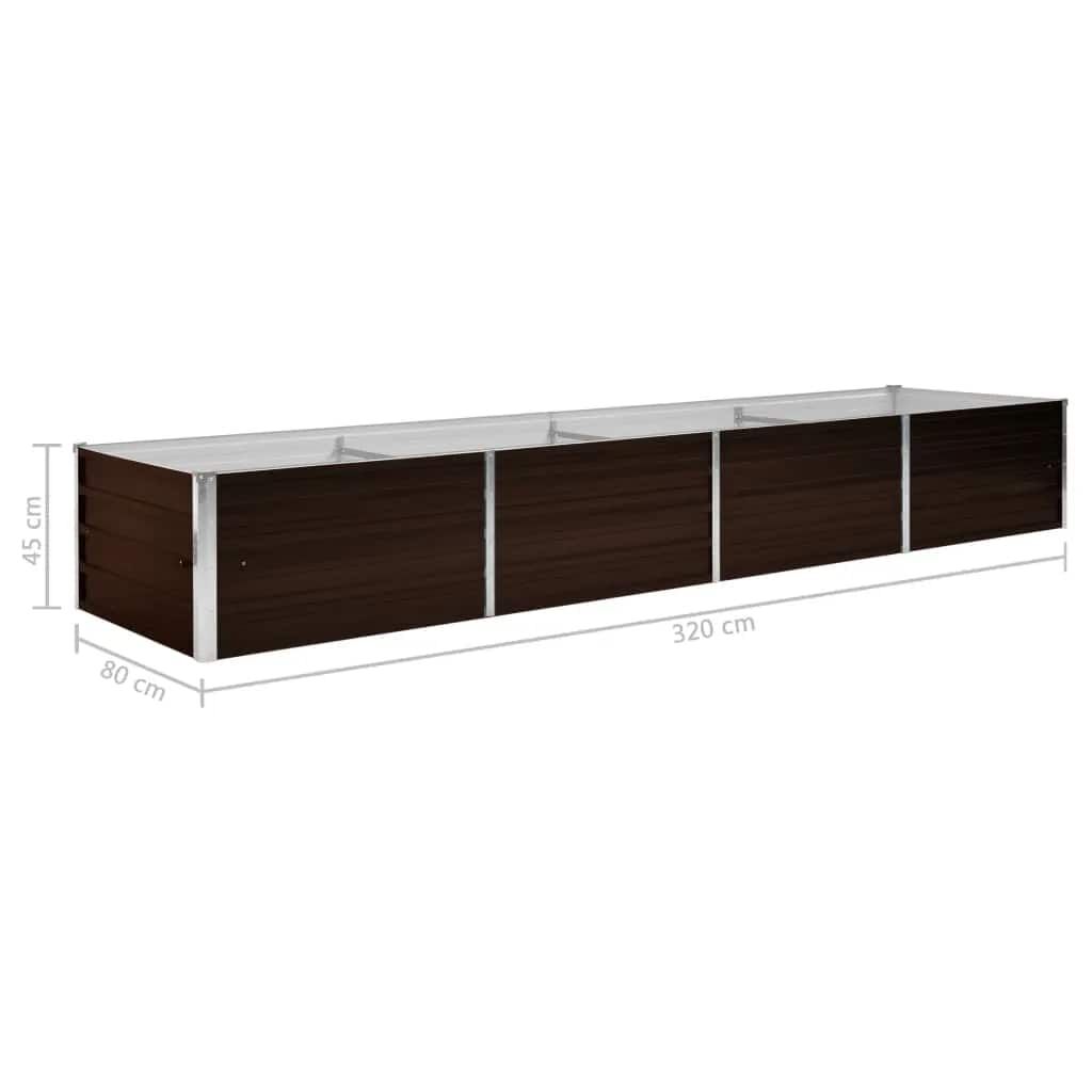 vidaXL Ζαρντινιέρα Υπερυψωμένη Καφέ 320x80x45 εκ. Γαλβανισμ. Χάλυβας