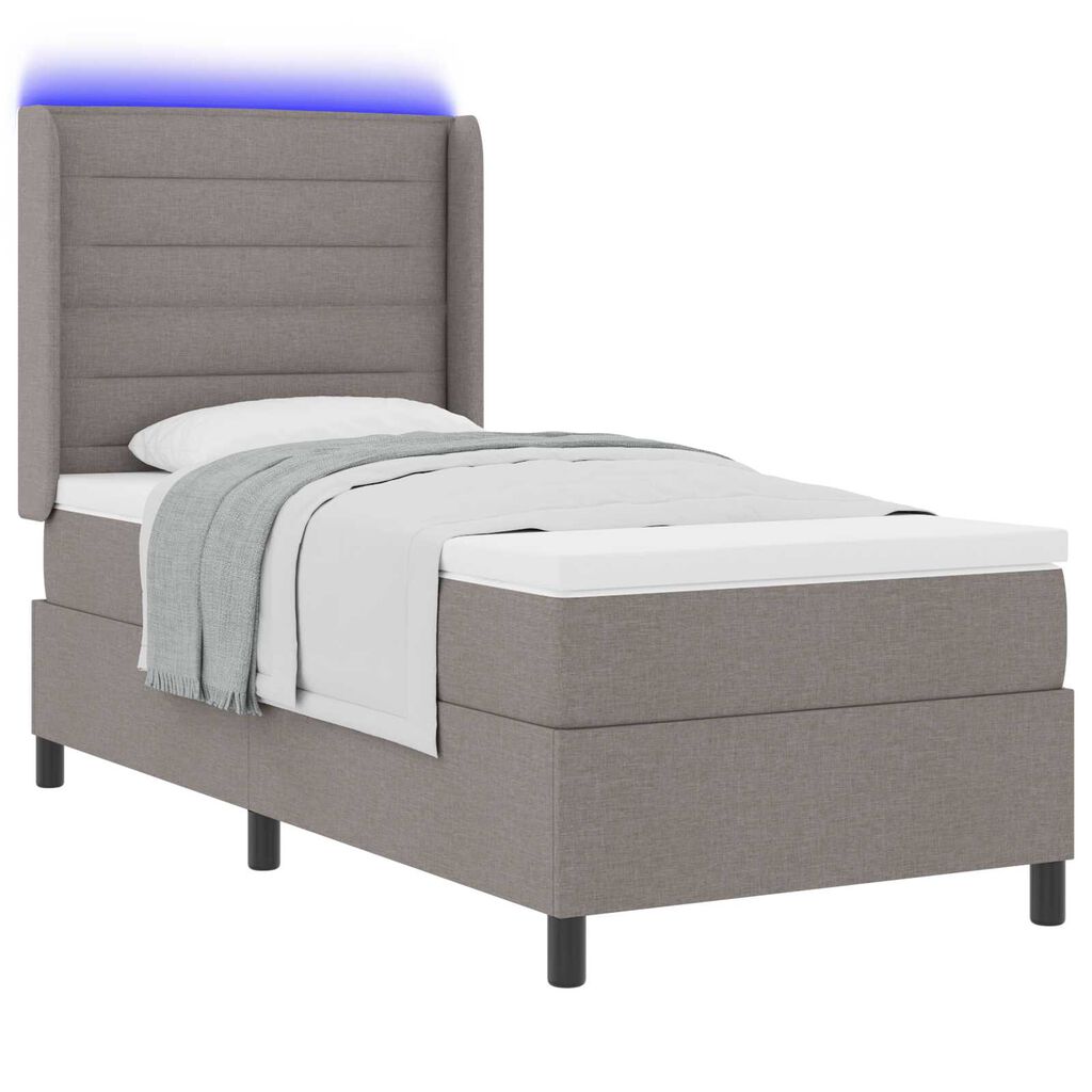 Kρεβάτι Box Spring vidaXL με στρώμα & LED Ταμπά 90x190 εκ. Υφάσματος
