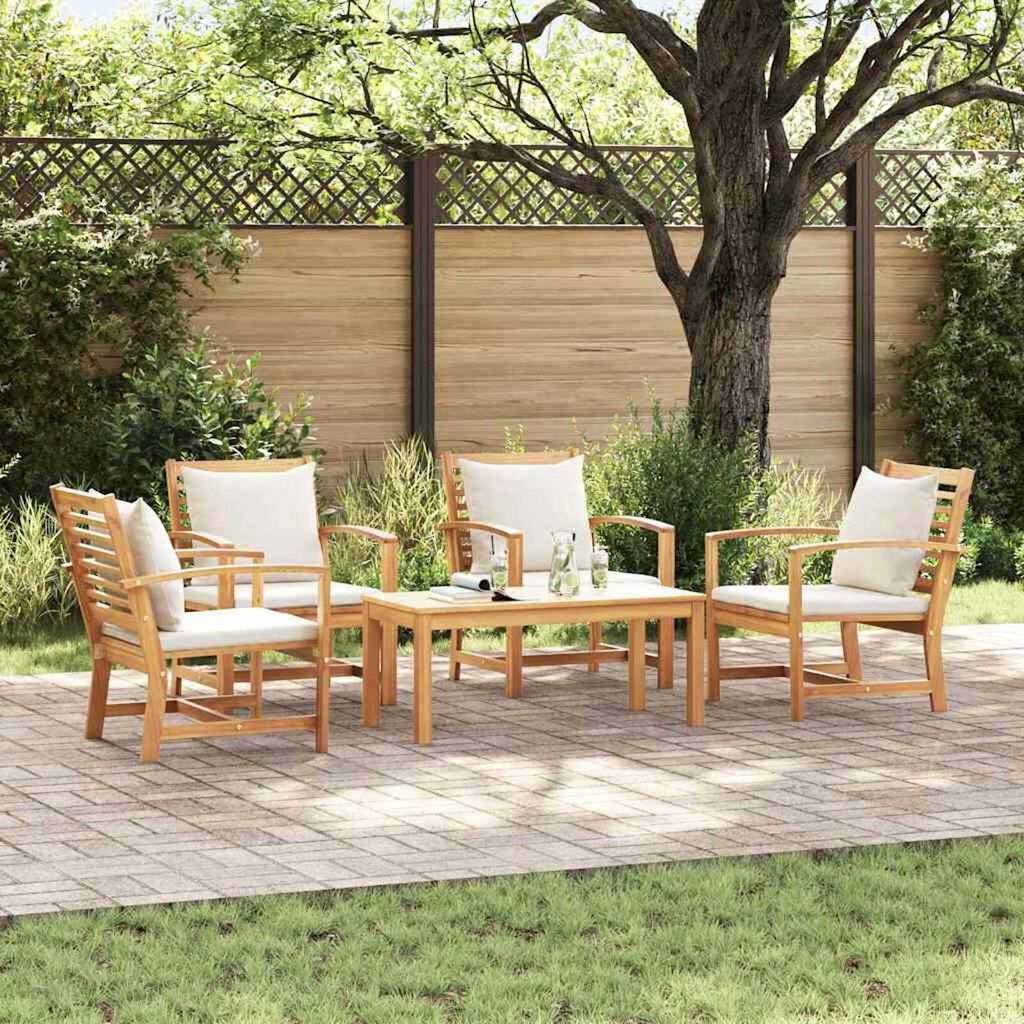 Σετ Καναπέ Κήπου 5 pcs Φυσικό Μασίφ ξύλο teak