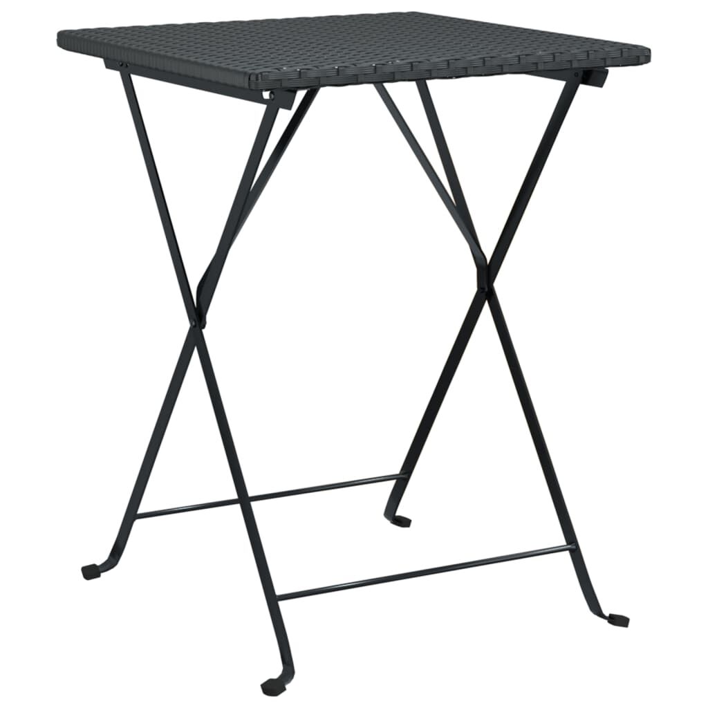 vidaXL Τραπέζι Bistro Πτυσσόμενο Μαύρο 55x54x71 εκ. Συνθετικό Ρατάν