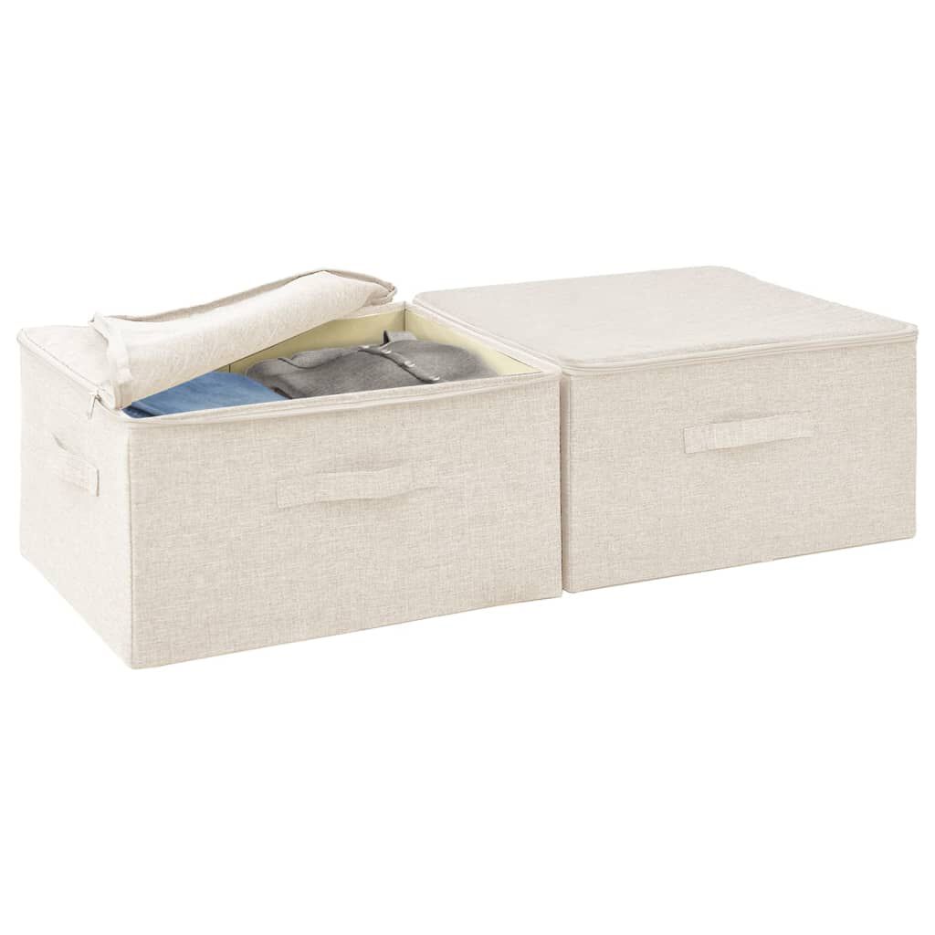 vidaXL Κουτιά Αποθήκευσης 2 τεμ. Κρεμ 43 x 34 x 23 εκ. Υφασμάτινα