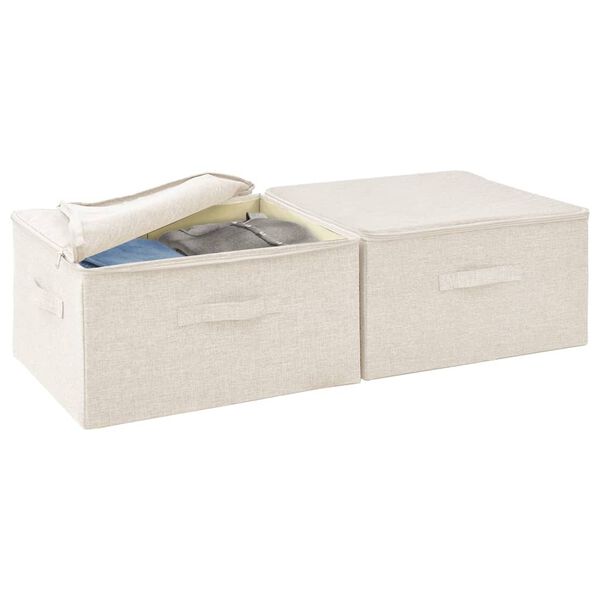 vidaXL Κουτιά Αποθήκευσης 2 τεμ. Κρεμ 43 x 34 x 23 εκ. Υφασμάτινα