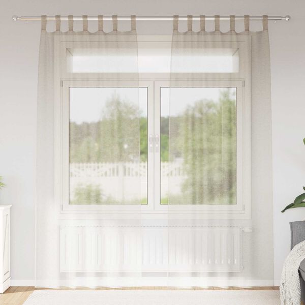 vidaXL Κουρτίνες με κουρτίνες 2 pcs Άμμος 140 x 225 cm Πολυεστέρας