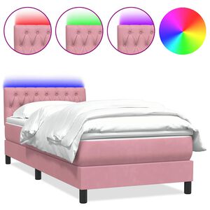 vidaXL &Kappa;&rho;&epsilon;&beta;ά&tau;&iota; Boxspring &mu;&epsilon; &Sigma;&tau;&rho;ώ&mu;&alpha; & LED &Rho;&omicron;&zeta; 80x220 &epsilon;&kappa;. &Beta;&epsilon;&lambda;&omicron;ύ&delta;&iota;&nu;&omicron;