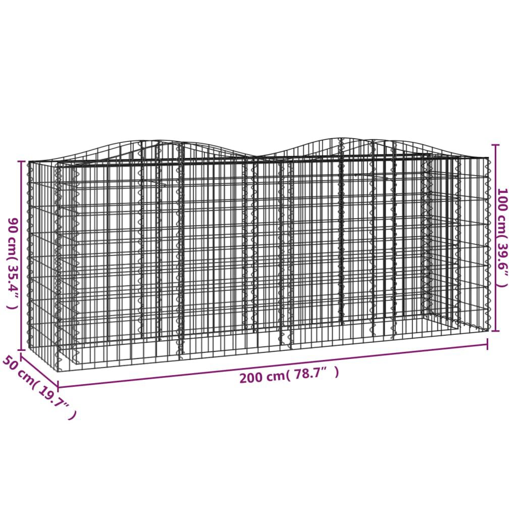 vidaXL Συρματοκιβώτιο Τοξωτό 200x50x100 εκ. από Γαλβανισμένο Σίδερο