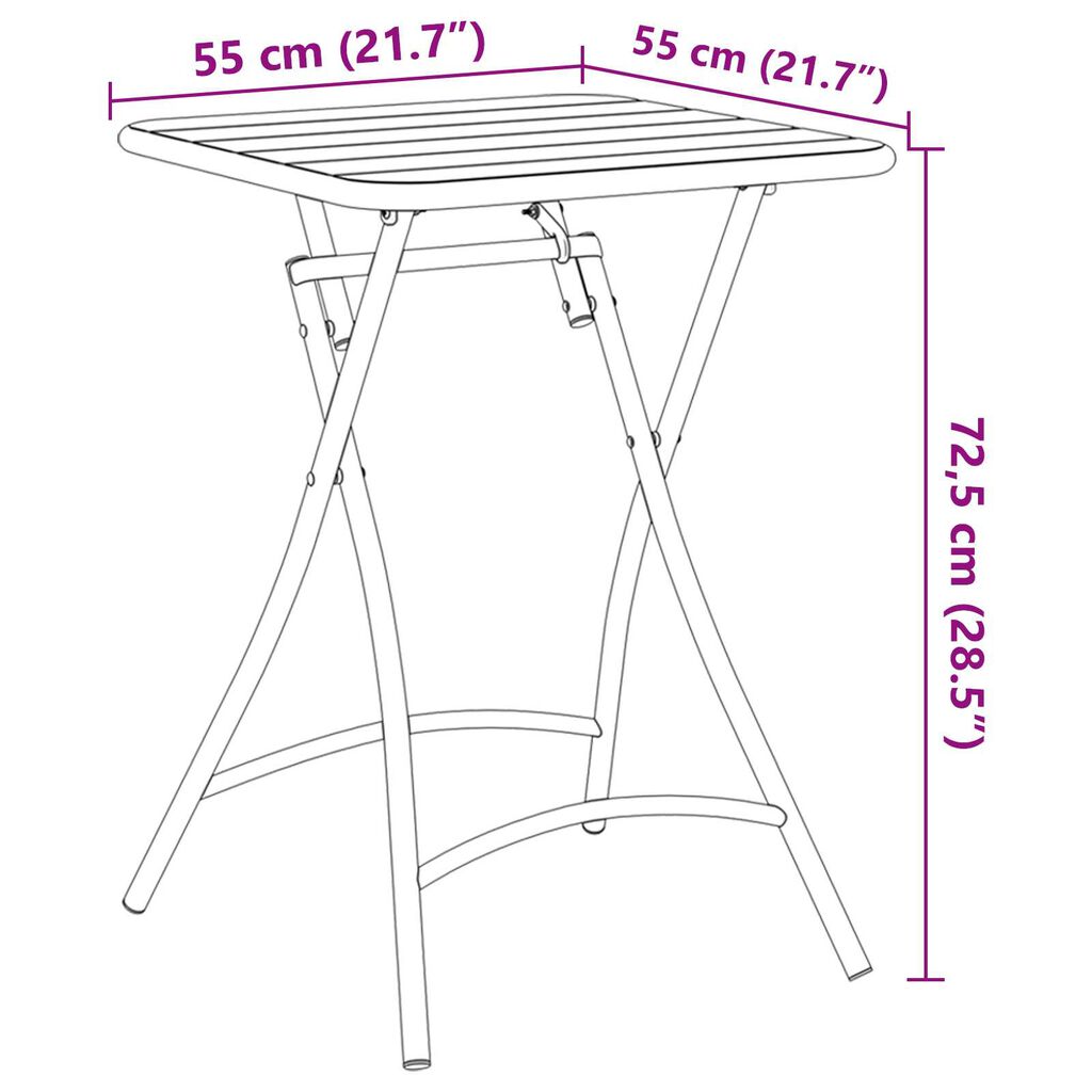 vidaXL Πτυσσόμενο Τραπέζι Κήπου - Ανθρακί - 55x55x73 εκ. - Ατσάλι