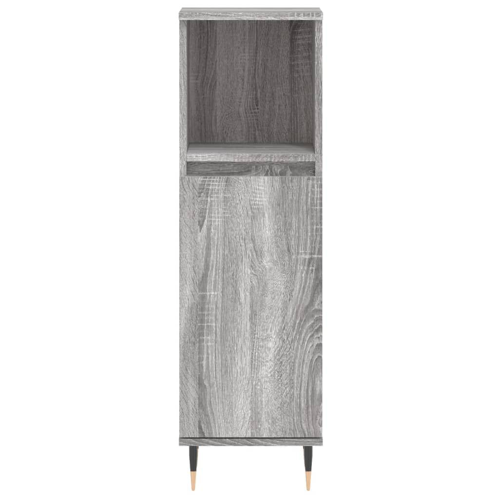 vidaXL Ντουλάπι Μπάνιου Γκρι Sonoma 30x30x100 εκ. Επεξεργασμένο Ξύλο