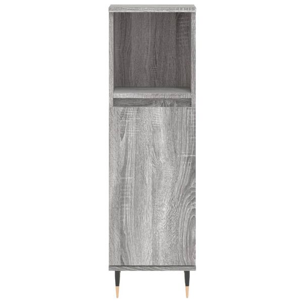 vidaXL Ντουλάπι Μπάνιου Γκρι Sonoma 30x30x100 εκ. Επεξεργασμένο Ξύλο