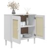 vidaXL Ντουλάπι SENJA Λευκό / Όψη Ρατάν 80x35x80 εκ. Μασίφ Ξύλο Πεύκου