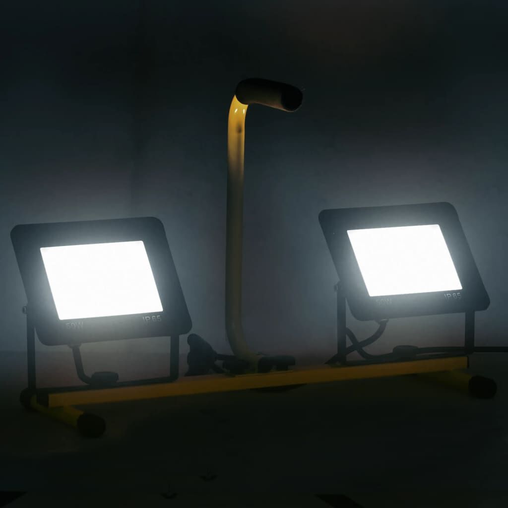 vidaXL Προβολέας LED με Λαβή Ψυχρό Λευκό 2 x 50 W
