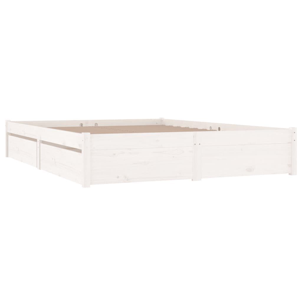 vidaXL Πλαίσιο Κρεβατιού Συρτάρια Λευκό 180 x 200 εκ Super King Size