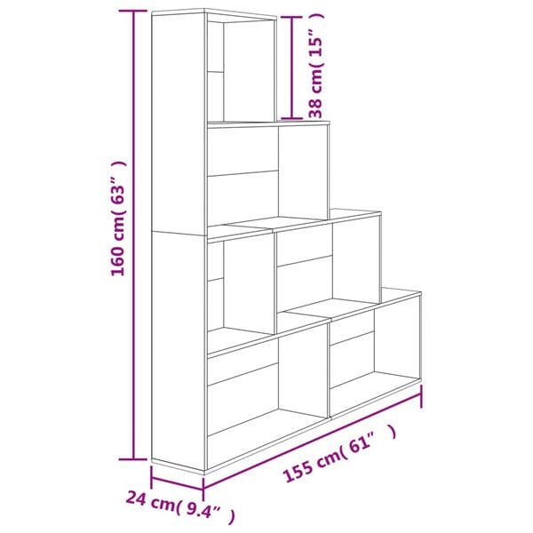 vidaXL Βιβλιοθήκη/Διαχωριστικό Sonoma Δρυς 155x24x160 εκ. Επεξ. Ξύλο