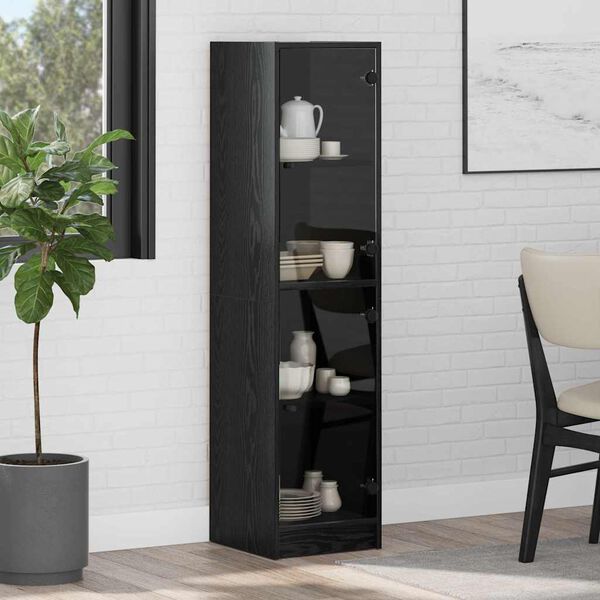 vidaXL Highboard &Mu;&alpha;ύ&rho;&eta; &Omicron;&xi;&upsilon;ά 35 x 37 x 142 &epsilon;&kappa; &Epsilon;&pi;&epsilon;&xi;&epsilon;&rho;&gamma;&alpha;&sigma;&mu;έ&nu;&omicron; &xi;ύ&lambda;&omicron;