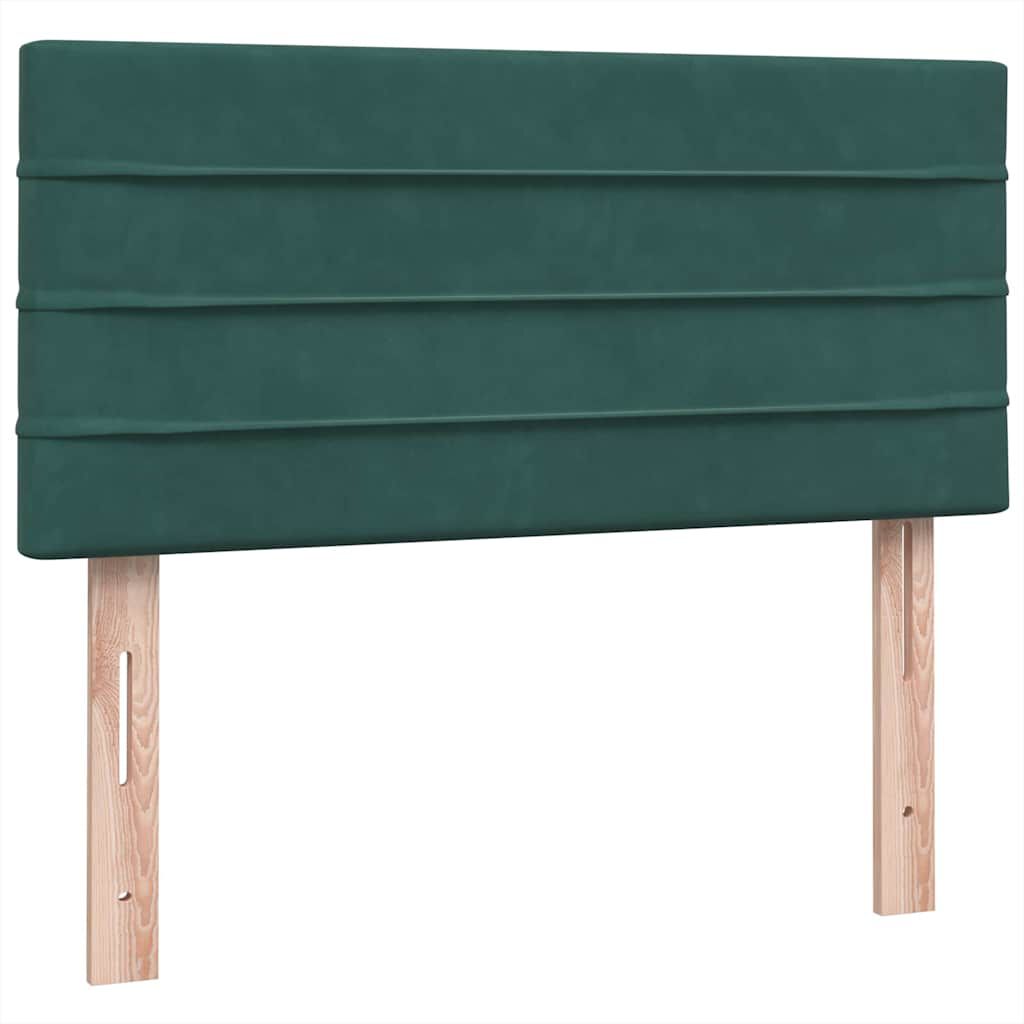 vidaXL Box Spring κρεβάτι με στρώμα σκούρο πράσινο 80x220εκ. Βελούδινο