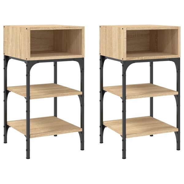 vidaXL Κομοδίνα 2 τεμ. Sonoma Δρυς 35x34,5x70 εκ. Επεξεργασμένο Ξύλο