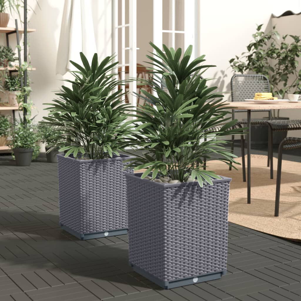 vidaXL Ζαρντινιέρες 2 τεμ. Μπλε Γκρι 30x30x37 εκ. από Πολυπροπυλένιο
