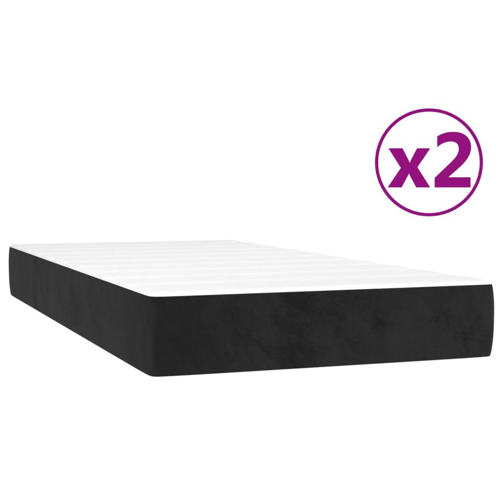 vidaXL Κρεβάτι Boxspring με Στρώμα Μαύρο 200x200 εκ. Βελούδινο