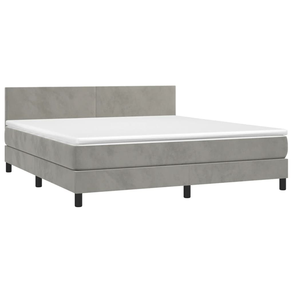 vidaXL Κρεβάτι Boxspring με Στρώμα & LED Αν.Γκρι 160x200 εκ. Βελούδινο