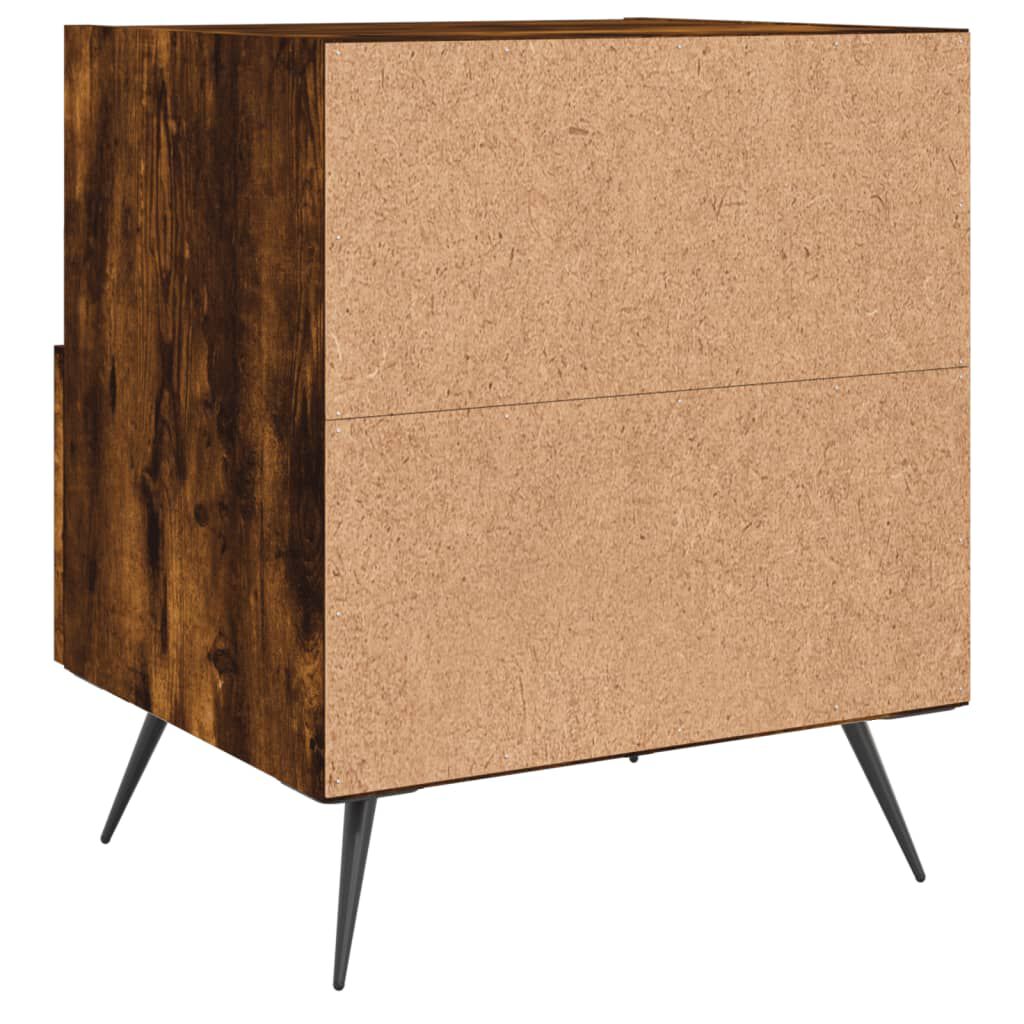vidaXL Κομοδίνα 2 τεμ. Καπνιστή Δρυς 40 x 35 x 47,5 εκ. Επεξεργ. Ξύλο