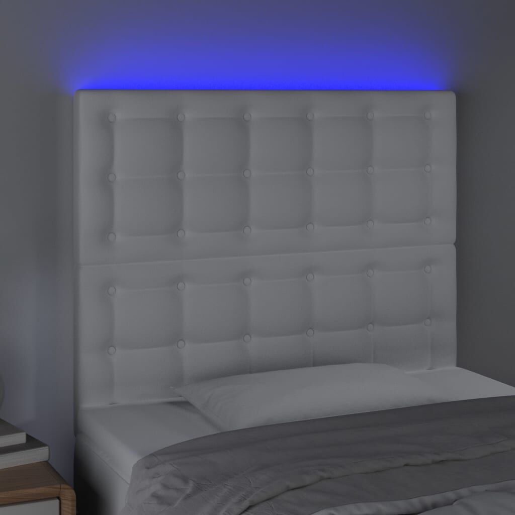 vidaXL Κεφαλάρι Κρεβατιού LED Λευκό 80x5x118/128 εκ