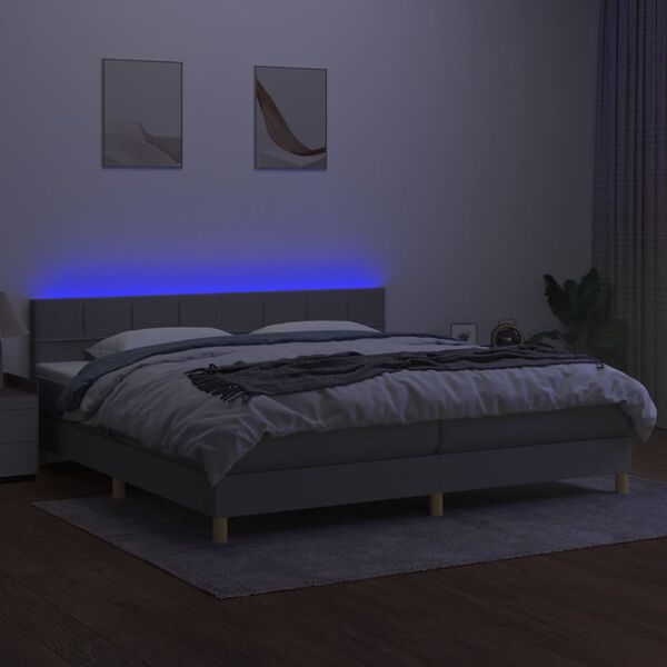 vidaXL &Kappa;&rho;&epsilon;&beta;ά&tau;&iota; Boxspring &mu;&epsilon; &Sigma;&tau;&rho;ώ&mu;&alpha; & LED &Alpha;&nu;.&Gamma;&kappa;&rho;&iota; 200x200&epsilon;&kappa;. &Upsilon;&phi;&alpha;&sigma;&mu;ά&tau;&iota;&nu;&omicron;