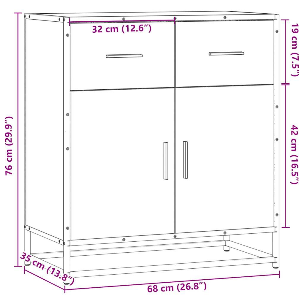 vidaXL Συρταριέρα Μαύρο 68x35x76 cm Κατασκευασμένο ξύλο