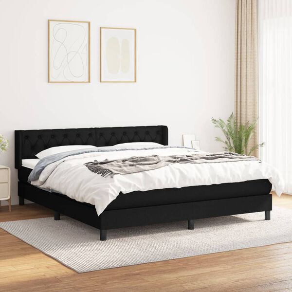 vidaXL &Kappa;&rho;&epsilon;&beta;ά&tau;&iota; Boxspring &mu;&epsilon; &Sigma;&tau;&rho;ώ&mu;&alpha; &Mu;&alpha;ύ&rho;&omicron; 160x200 &epsilon;&kappa;. &Upsilon;&phi;&alpha;&sigma;&mu;ά&tau;&iota;&nu;&omicron;