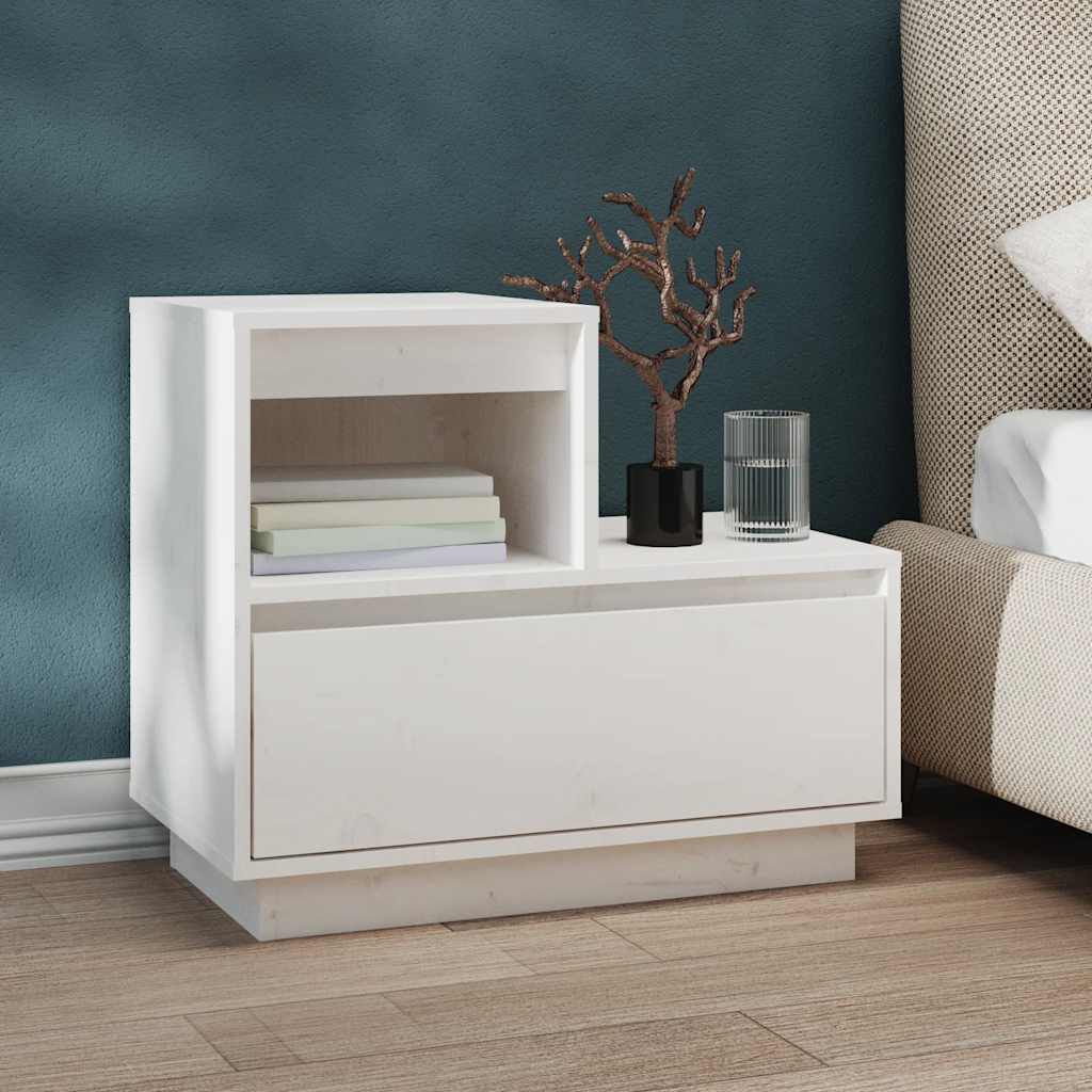 vidaXL Κομοδίνα 2 τεμ. Λευκά 60 x 34 x 51 εκ. από Μασίφ Ξύλο Πεύκου
