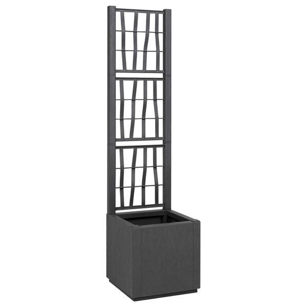 vidaXL Σκούρα Γκρι Γλάστρα Κήπου με Πλέγμα - 36x36x140 εκ