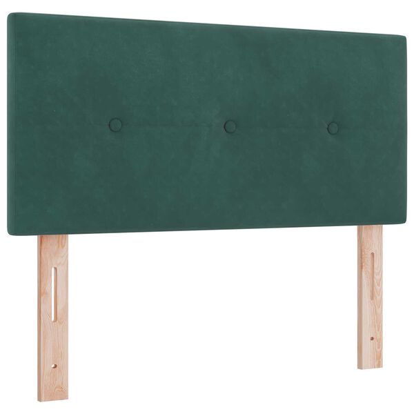 κρεβάτι box spring με στρώμα & LED vidaXL Σκούρο Πράσινο 100x200 εκ. Βελούδο