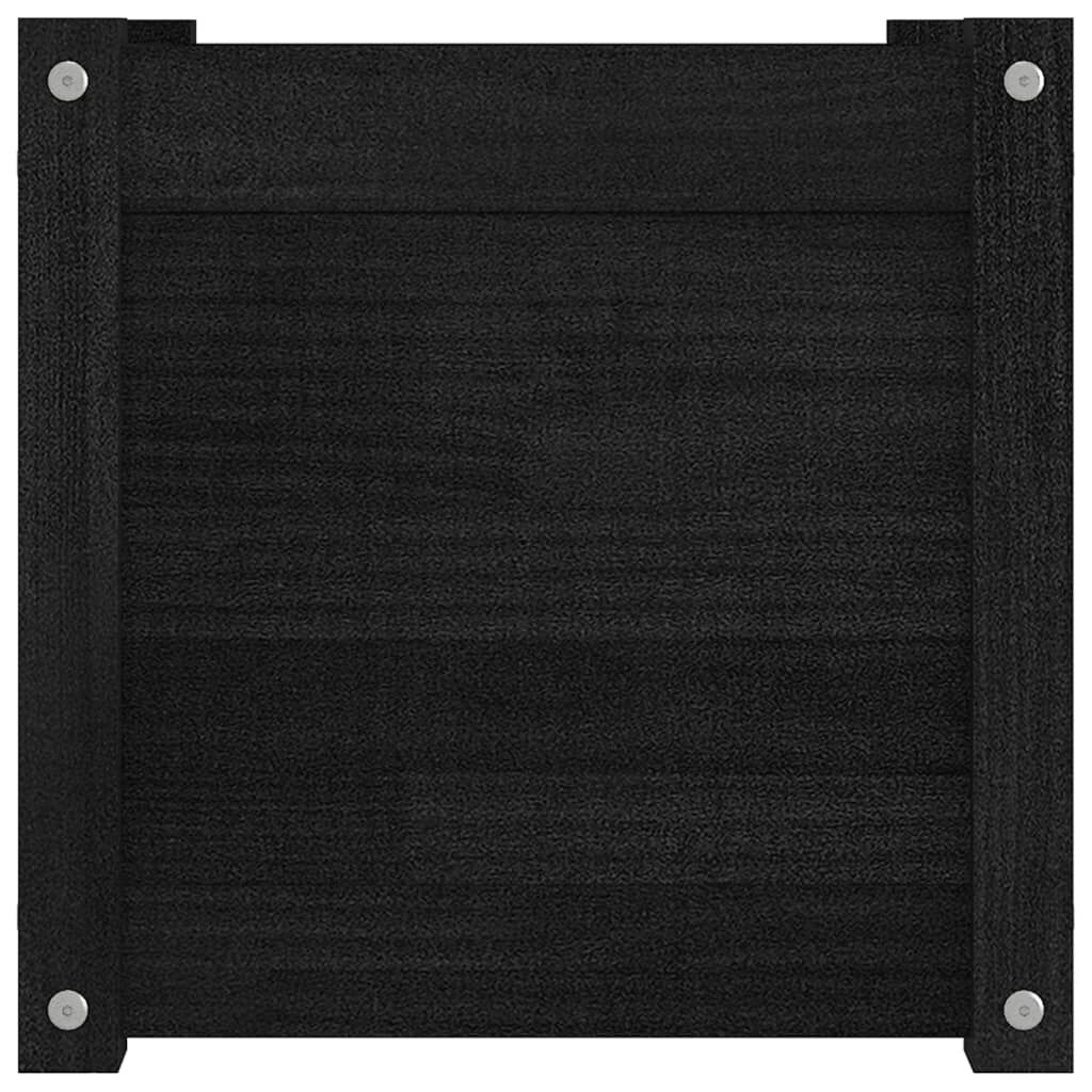 vidaXL Ζαρντινιέρες 2 τεμ. Μαύρες 40 x 40 x 40εκ από Μασίφ Ξύλο Πεύκου