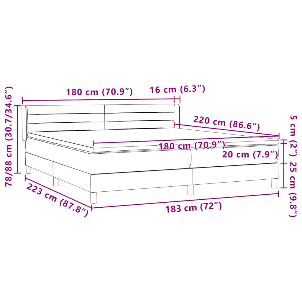 vidaXL Box Spring κρεβάτι με στρώμα ανοιχτό γκρι 180x220 cm Βελούδινο