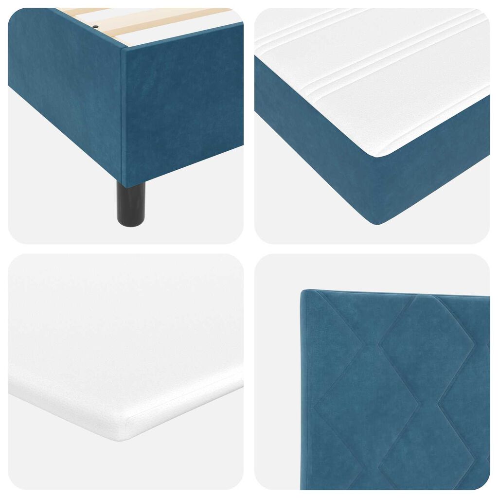 Κρεβάτι Box Spring με Στρώμα vidaXL Σκούρο Μπλε 200x200 εκ Βελούδο
