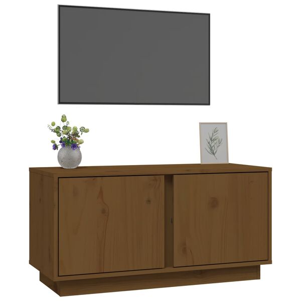 vidaXL Έπιπλο Τηλεόρασης Καφέ Μελί 80x35x40,5 εκ από Μασίφ Ξύλο Πεύκου