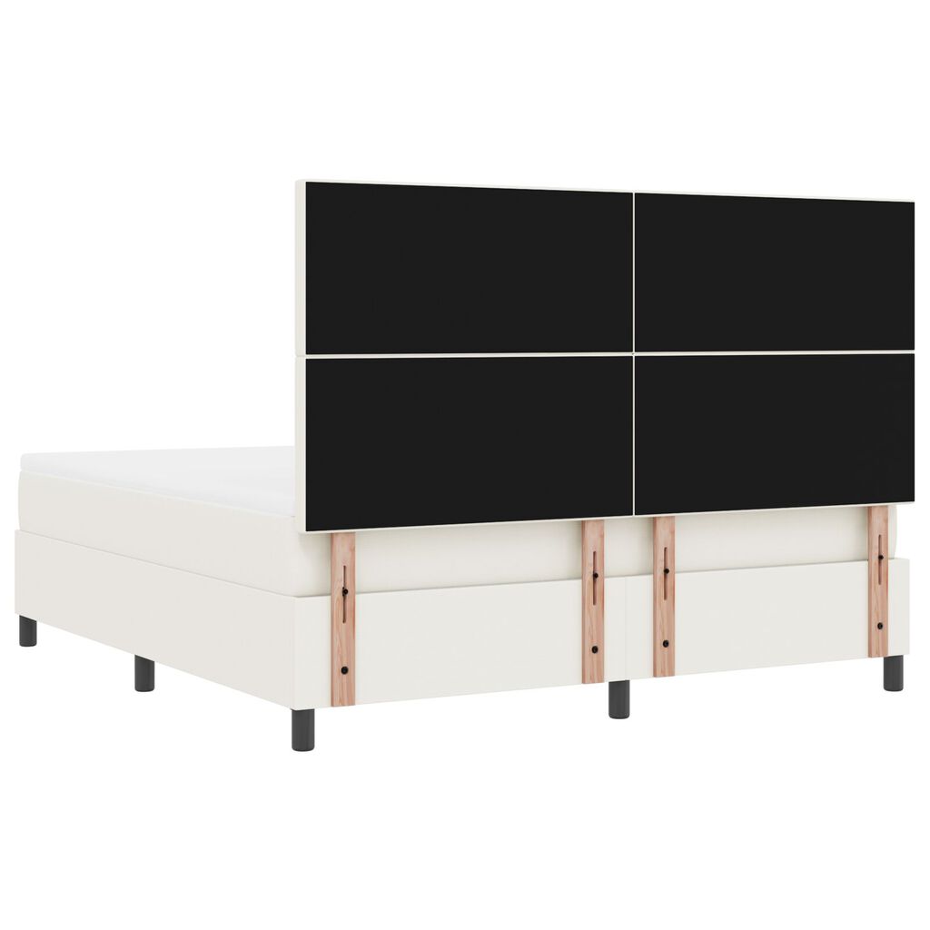 vidaXL Κρεβάτι Box Spring με Στρώμα & LED Κρεμ Υφάσματος Κόρντουρα