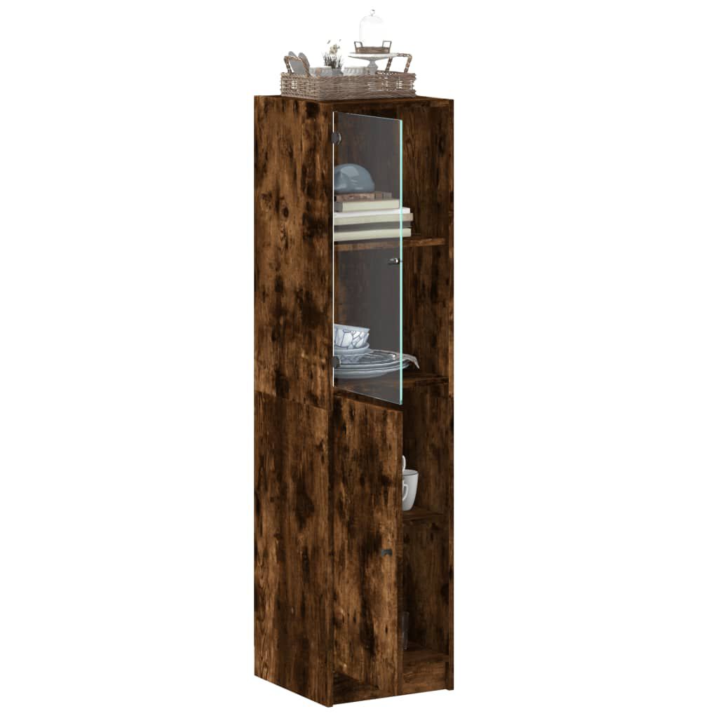 vidaXL Ντουλάπι Καπνιστή Δρυς 35x37x142 εκ. με Γυάλινη Πόρτα