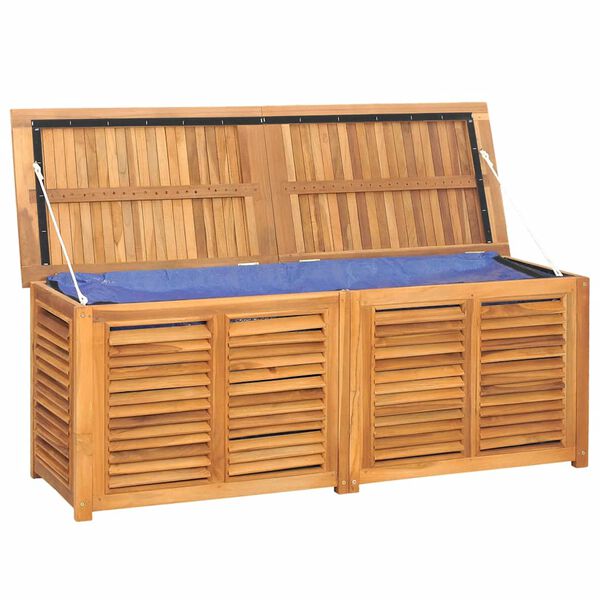 vidaXL Μπαούλο Αποθήκευσης Κήπου με Τσάντα 150x50x55εκ Μασίφ Ξύλο Teak